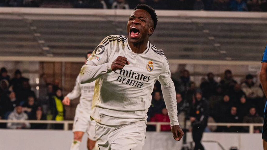 Vinicius celebra su gol frente a la Atalanta (Cordon Press)