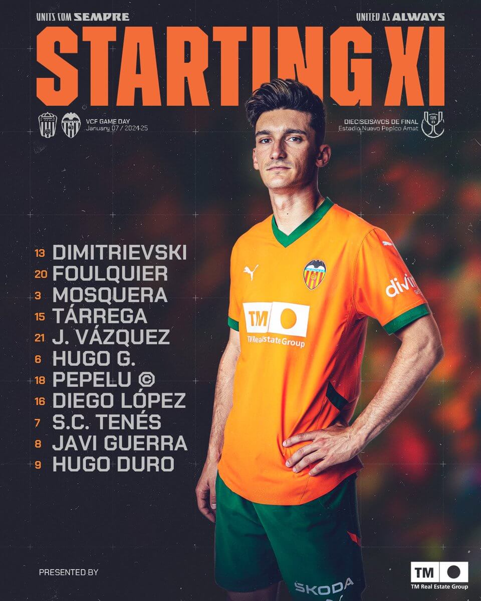 Once titular del Valencia CF