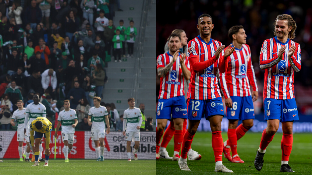 Fotomontaje de los jugadores del Elche y del Atlético de Madrid