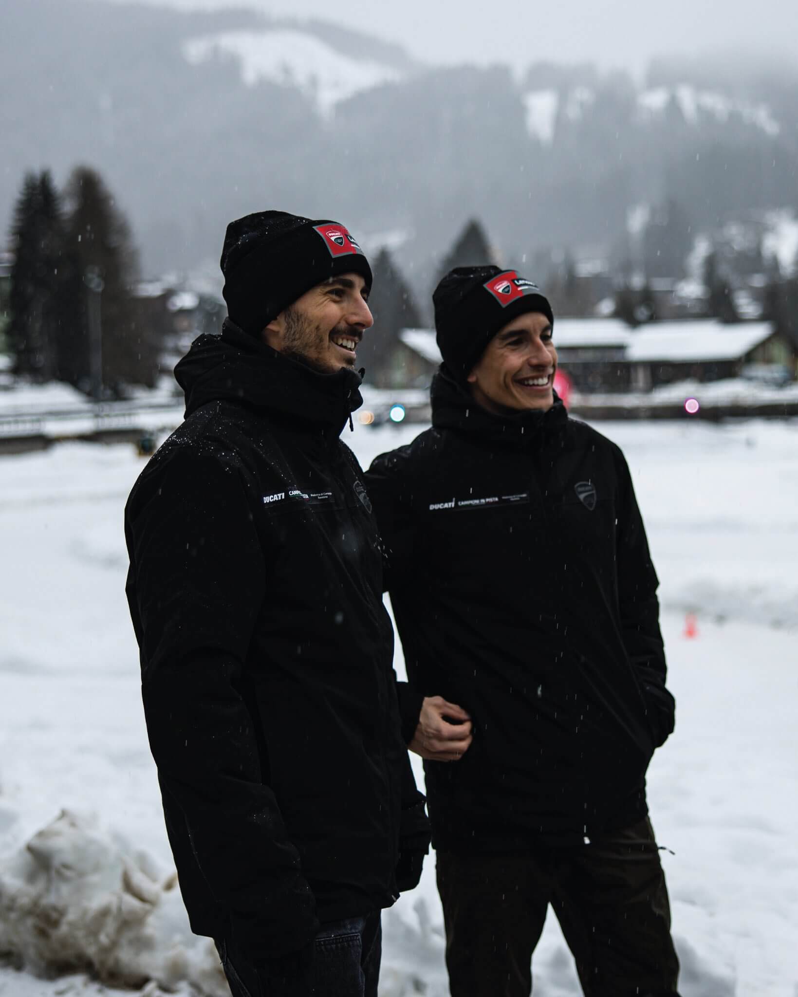 Pecco Bagnaia y Marc Márquez en Madonna di Campiglio (Ducati)