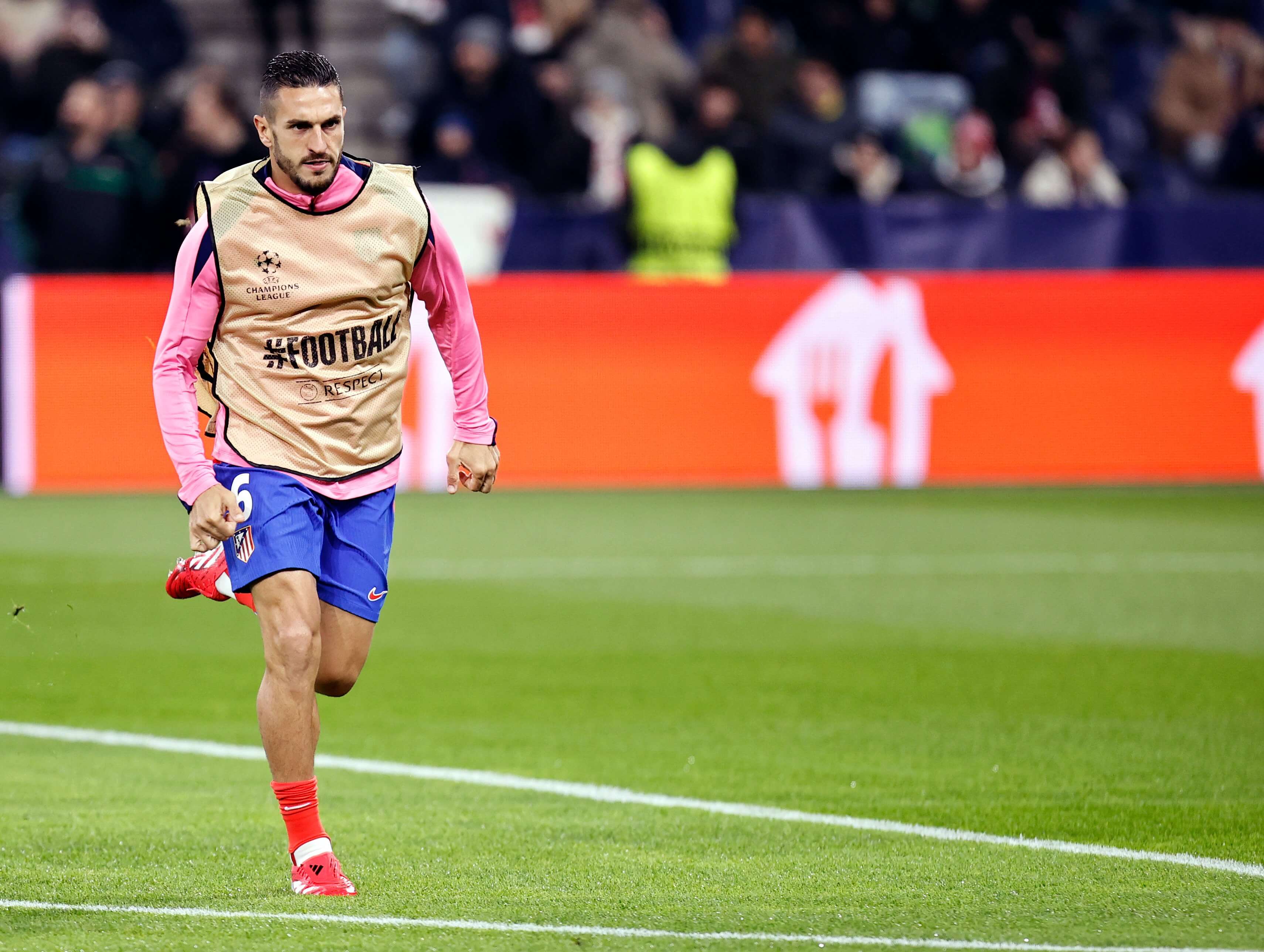 Koke calentando en el Red-Bull Arena (Fuente: Atleti)