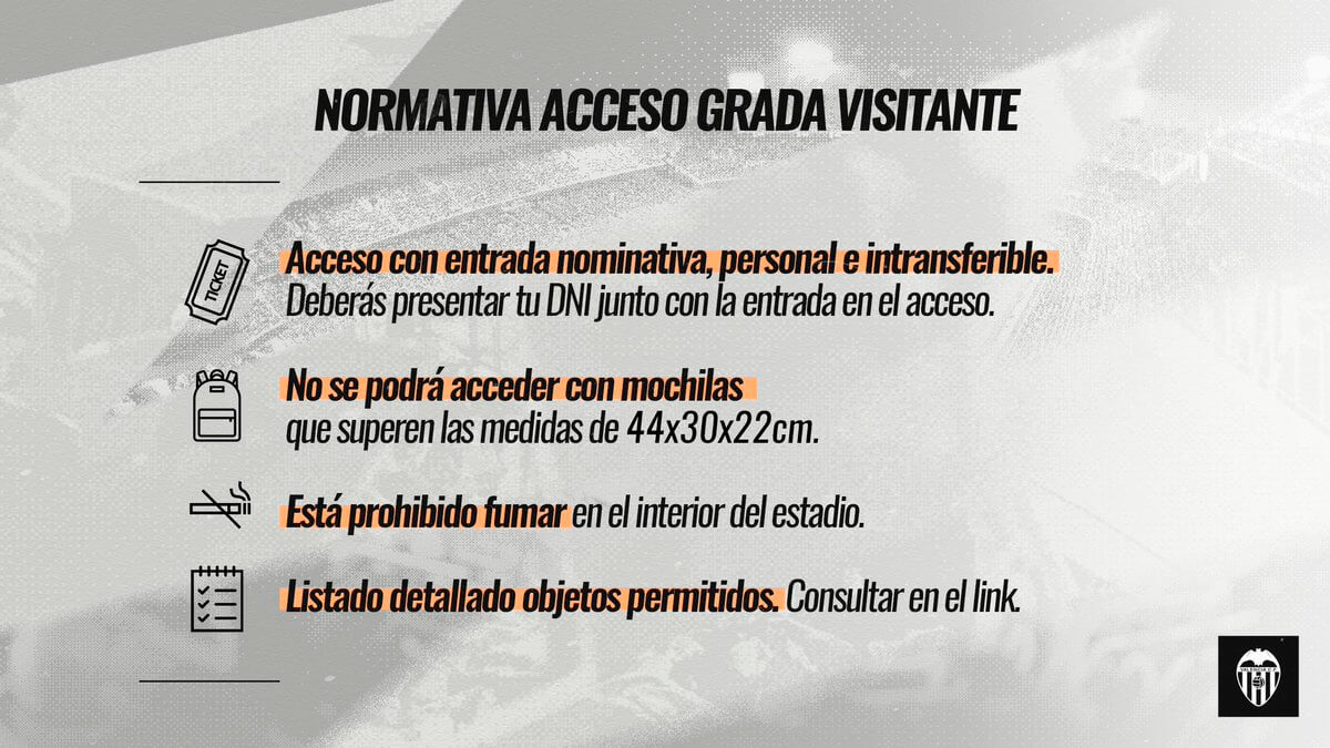 Normativa de acceso a la grada visitante