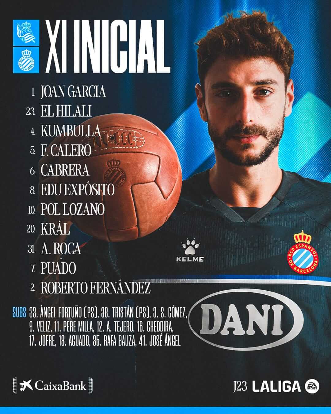 Once del Espanyol contra la Real.