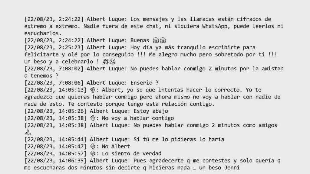 La conversación entre Albert Luqye y Jenni Hermoso