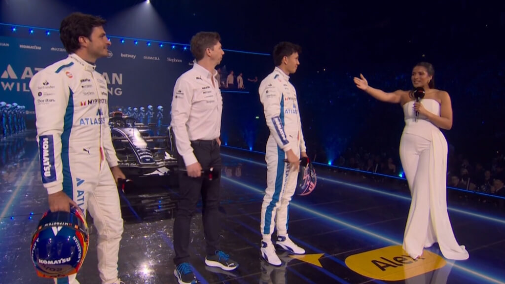 La presentación de Alex Albon y Carlos Sainz con Williams (Captura: DAZN).