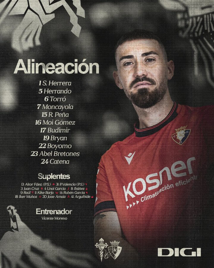 Once titular del CA Osasuna (Foto: CA Osasuna).