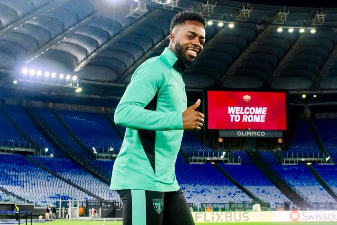 Gesto positivo de Iñaki Williams en el Estadio Olímpico de Roma (Foto: Athletic Club).