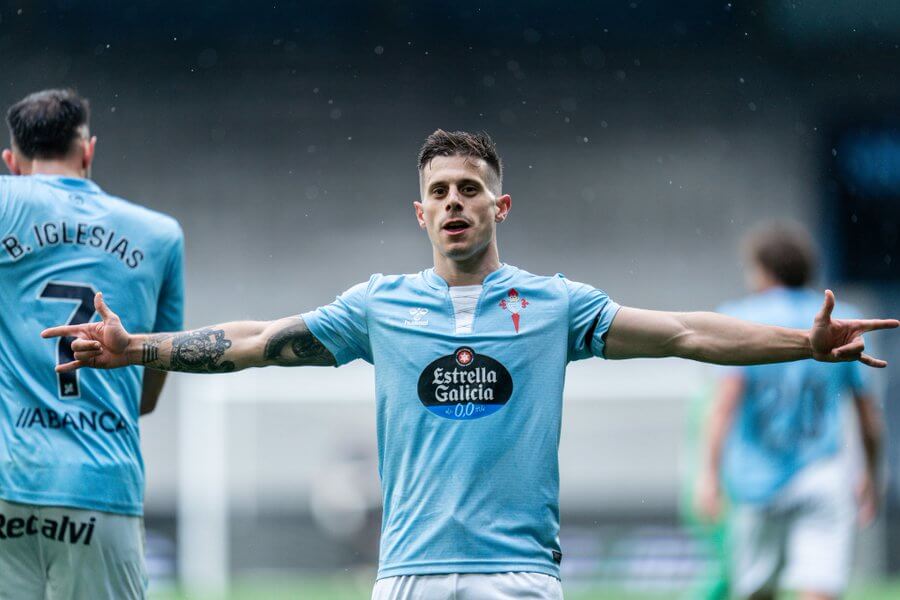 Alfon celebrando su gol en Balaídos (Foto: RC Celta).