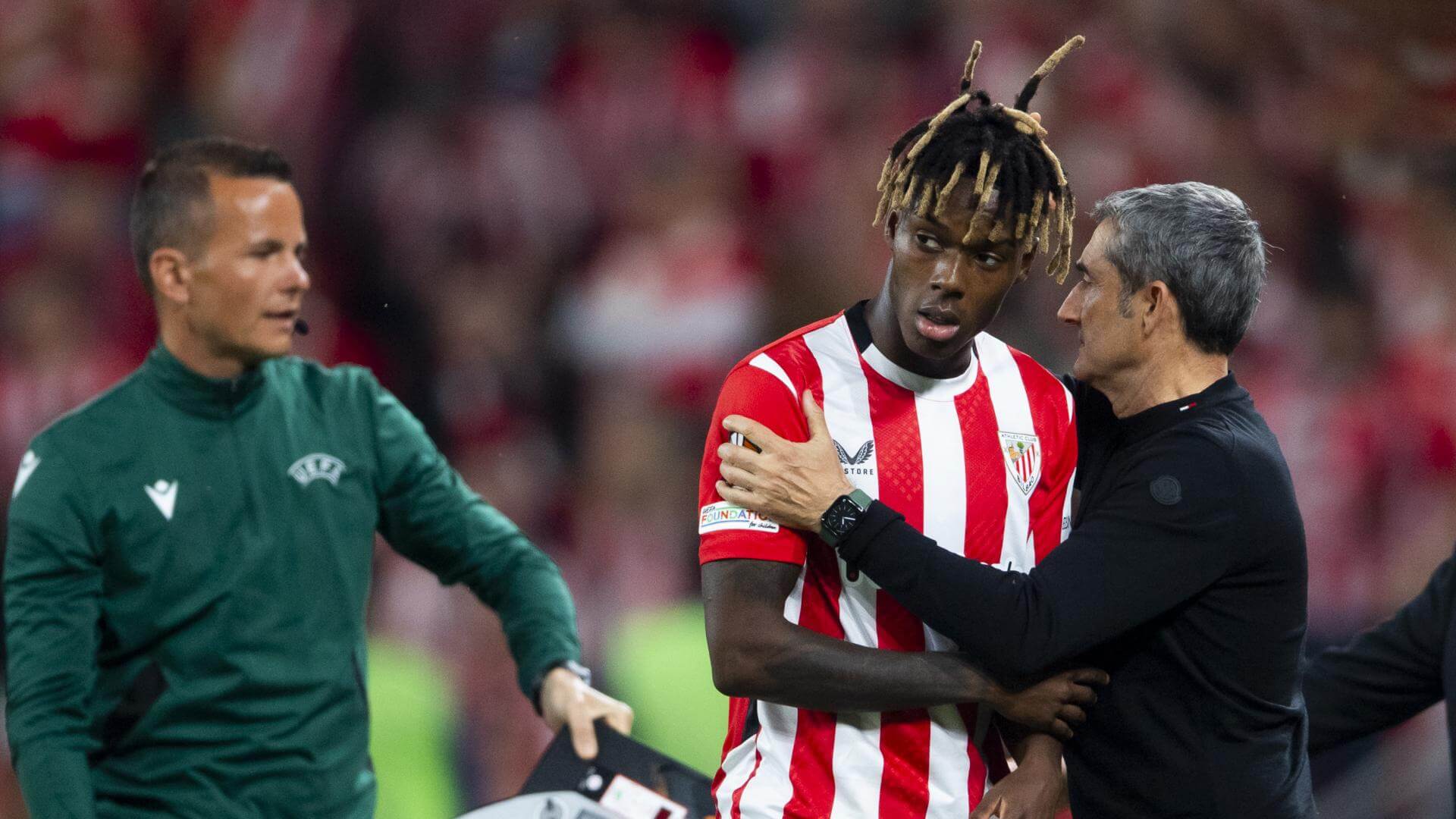 Valverde cambia a Nico Williams ante el Manchester en San Mamés (Foto: Athletic Club).
