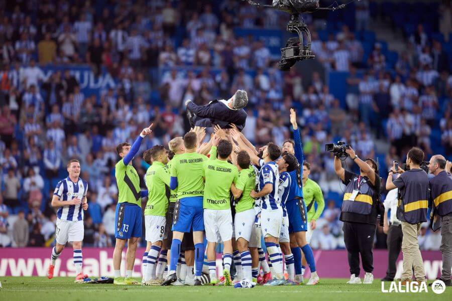 Imanol Alguacil en su último partido en Anoeta. (Foto: LALIGA)
