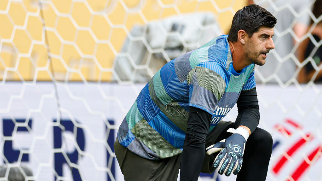 Thibaut Courtois, durante el calentamiento antes del Real Madrid-Juventus (foto: RMAD X).