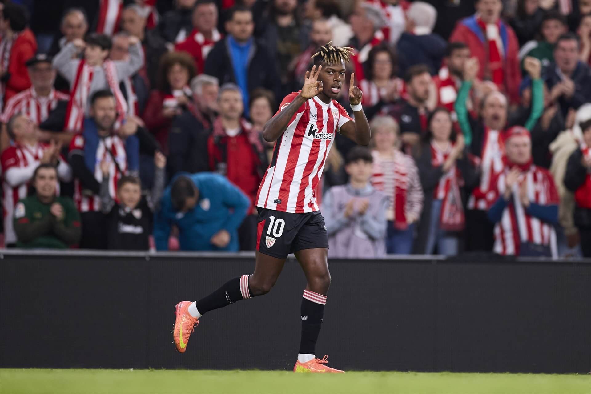 Nico Williams celebra un gol con el Athletic en San Mamés (Foto: Europa Press).