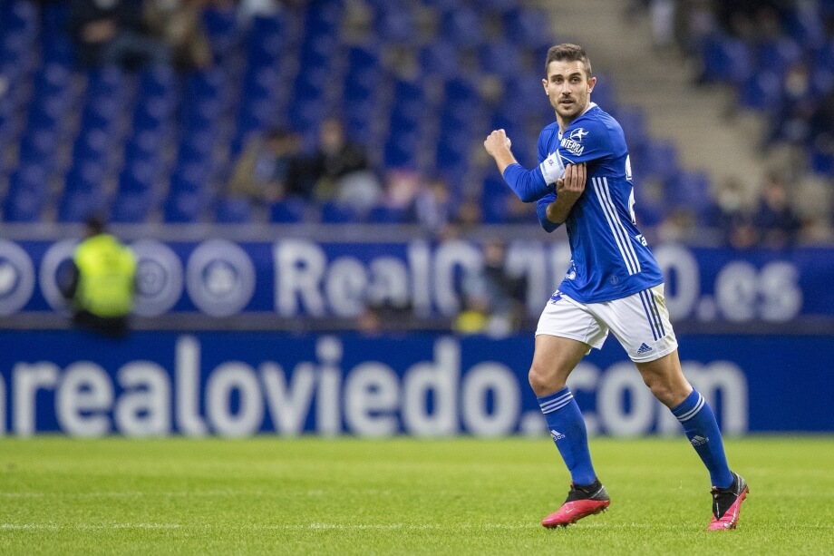 Lucas Ahijado, durante un partido del Real Oviedo (Foto: RO).