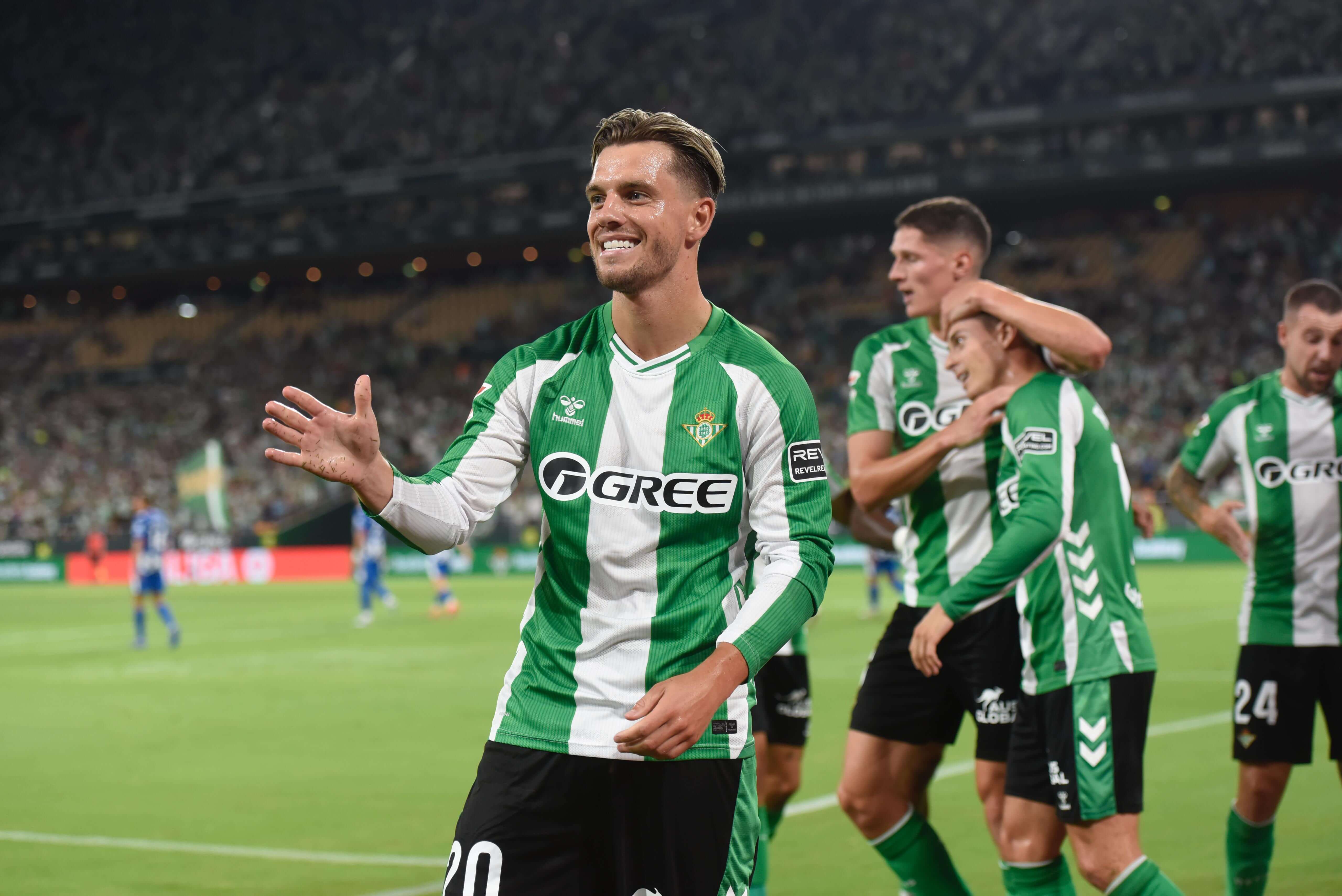 La celebración del gol de Lo Celso al Alavés (Foto: Kiko Hurtado)