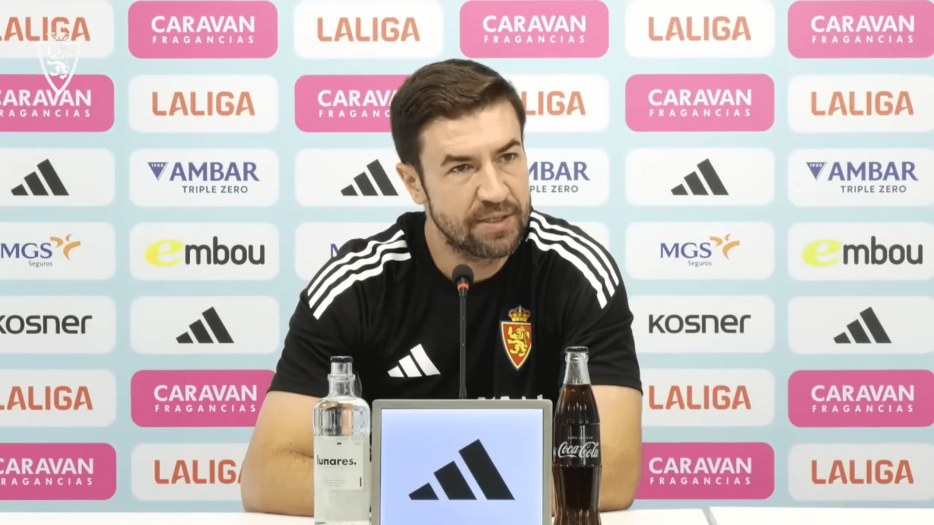Gabi Fernández, en rueda de prensa con el Real Zaragoza.
