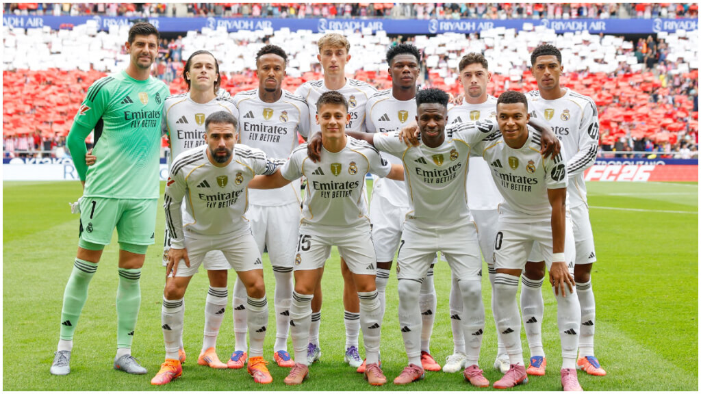 El once inicial del Real Madrid ante el Atlético de Madrid. (EFE)