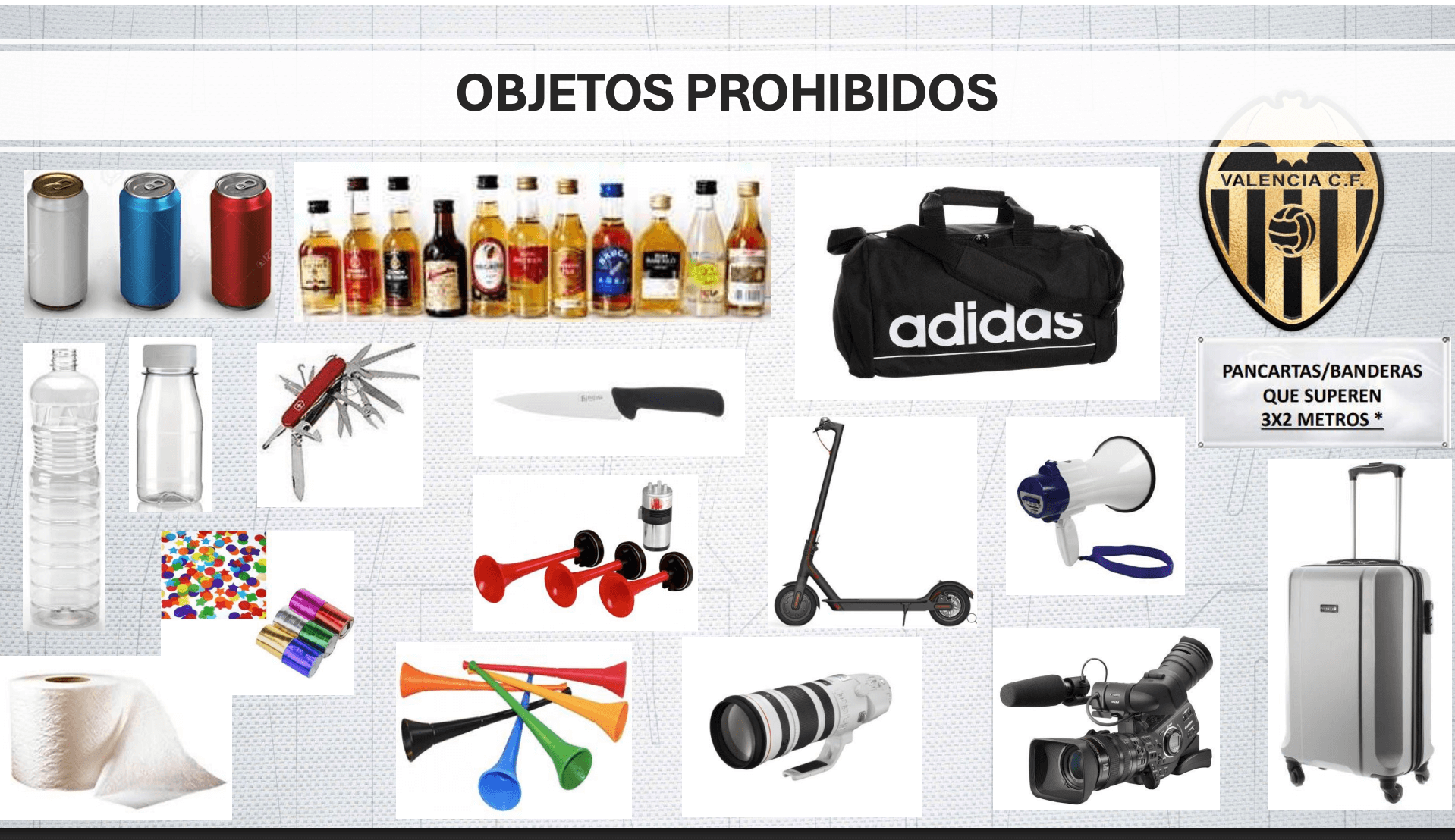 Objetos prohibidos en Mestalla