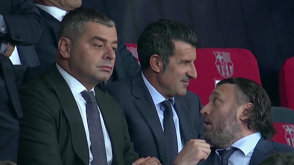 Figo en el palco de Montjuic (Redes sociales)