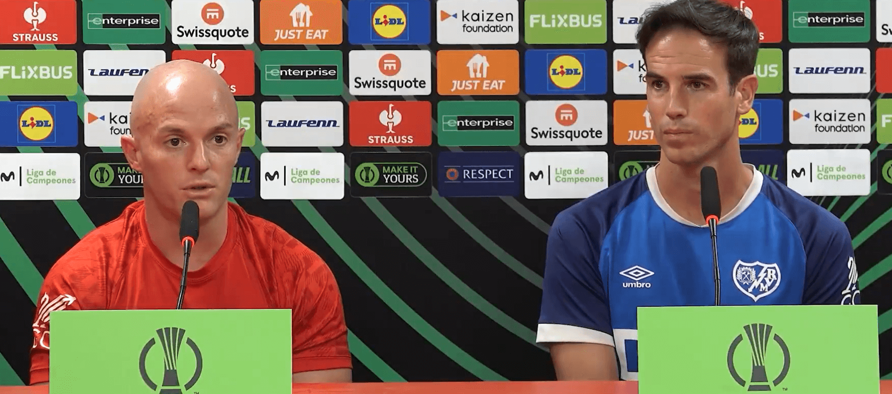 Isi Palazón e Íñigo Pérez en rueda de prensa (Rayo Vallecano)