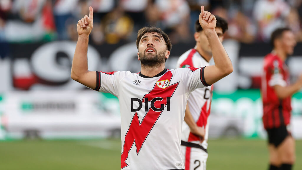 Unai López celebra su gol ante el Shkëndija (EFE)