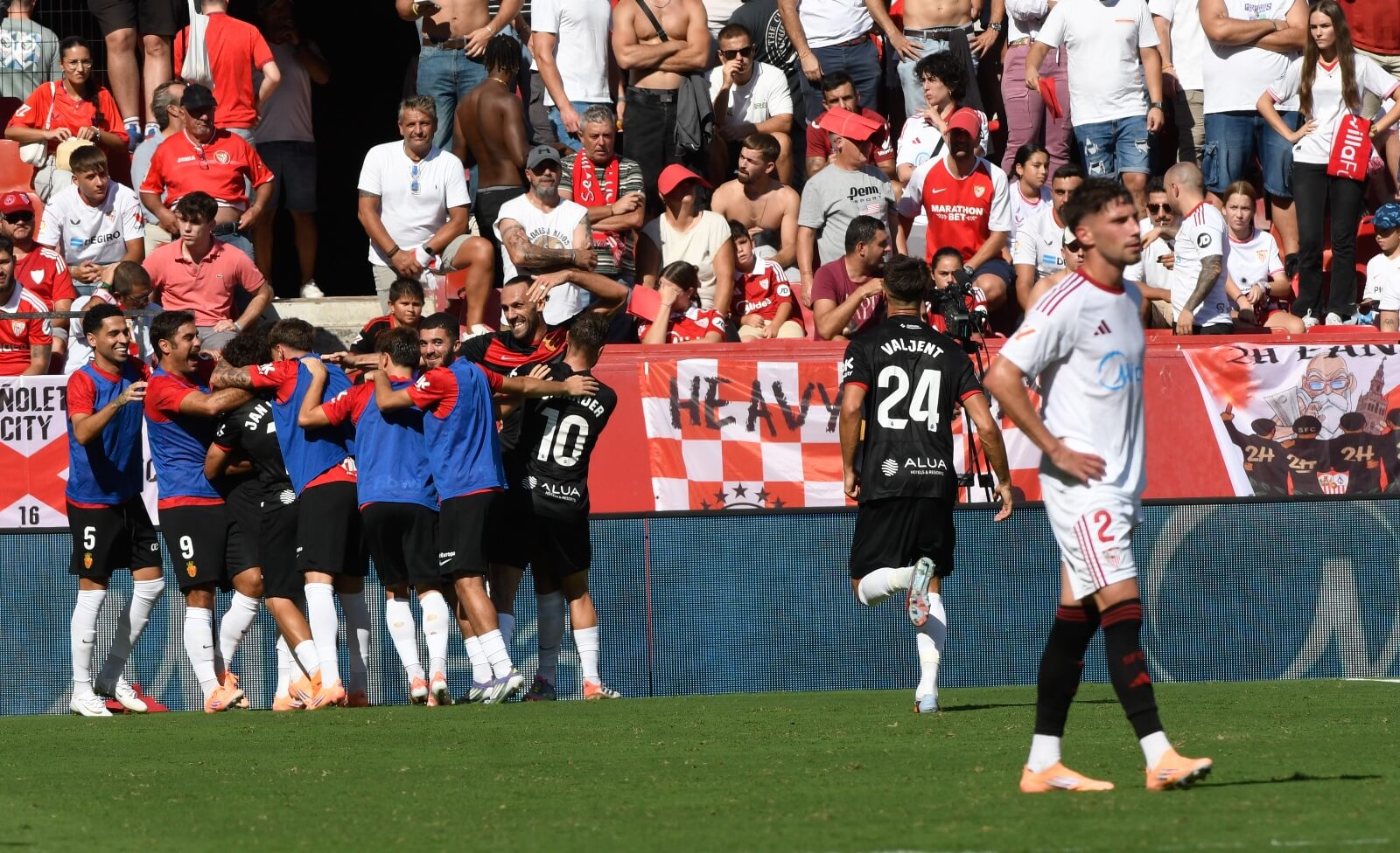 Celebración del gol del Mallorca (Foto: Kiko Hurtado).