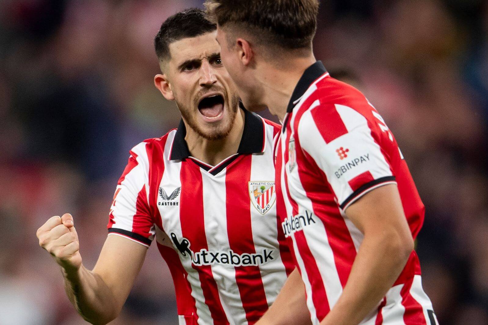 La garra de Oihan Sancet en un partido de Champions en San Mamés (Foto: Athletic Club).