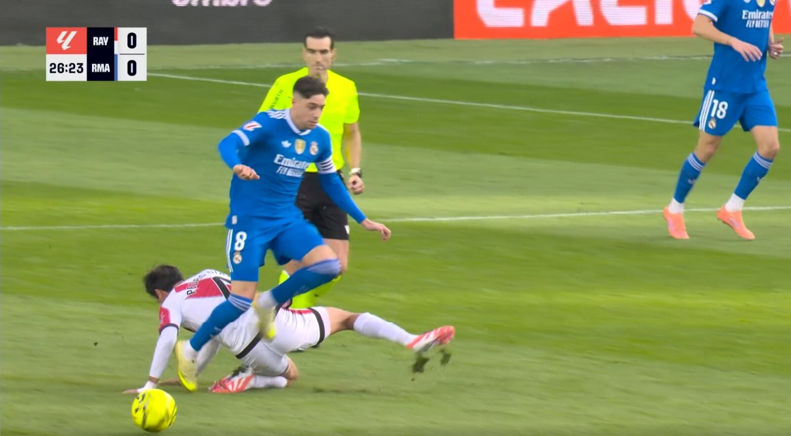 Así fue la lesión de Pedro Díaz en el Rayo-Real Madrid.