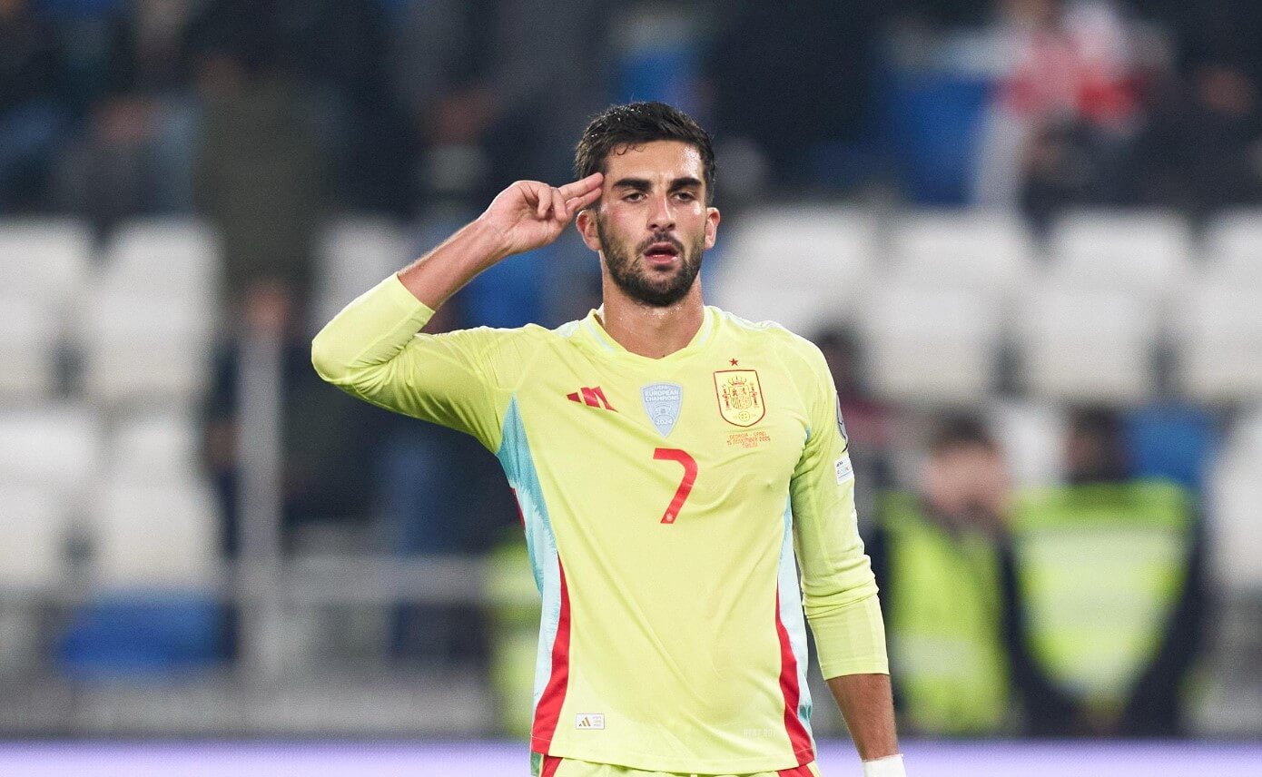 Ferran Torres celebra su gol en el Georgia-España (Foto: RFEF).