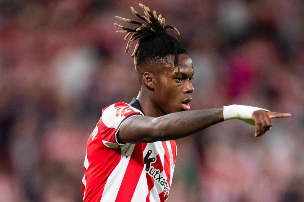 Gesto de Nico Williams en San Mamés ante el Real Madrid (Foto: Athletic Club).