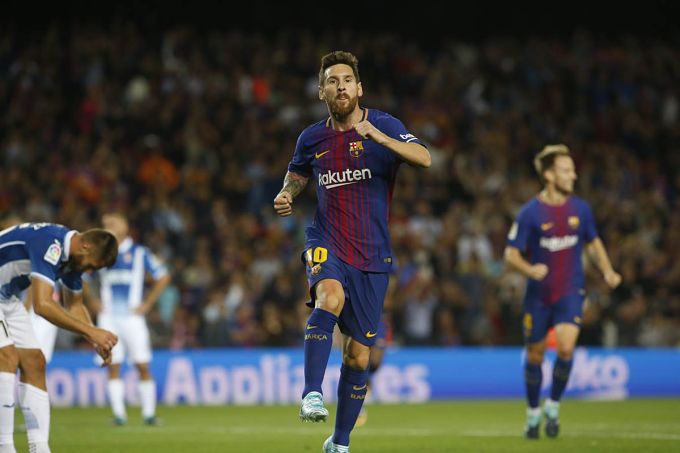 Messi celebra un gol con el FC Barcelona.