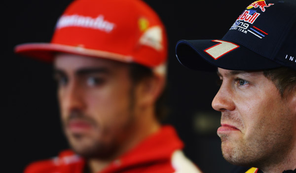 Alonso y Vettel en rueda de prensa.