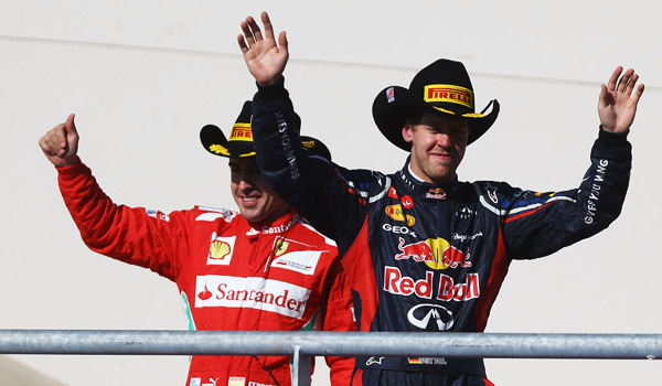 Vettel y Alonso en el podio de Austin.