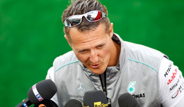Michael Schumacher, en rueda de prensa.