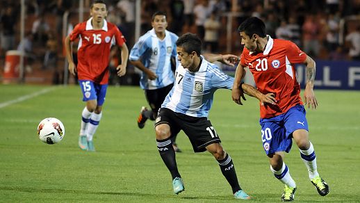 El argentino Lanzini, en el partido ante Chile del Sudamericano.