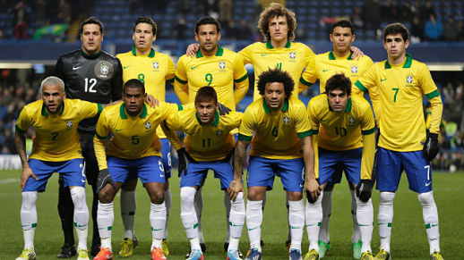 La selección de Brasil en el primer partido de la Confecup.