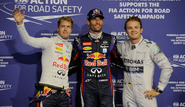 Vettel, Webber y Rosberg.