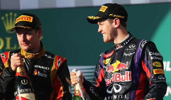 Kimi y Vettel, en el podio de Albert Park.