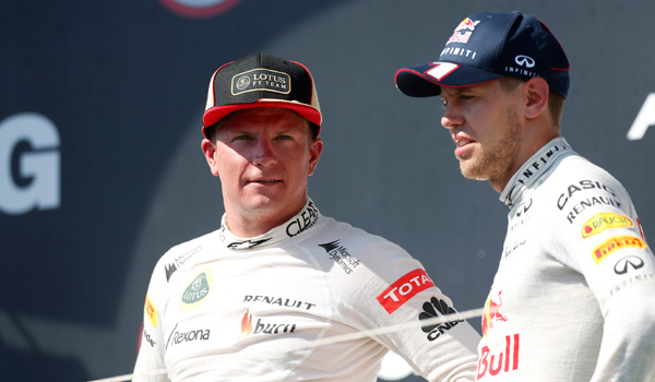 Kimi y Vettel, en el podio.