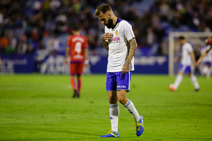 Ángel Martínez, durante un partido con el Real Zaragoza (Foto: Dani Marzo).