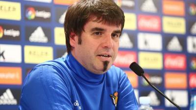 Zulaika en la sala de prensa de Anoeta. (Foto: Real Sociedad)