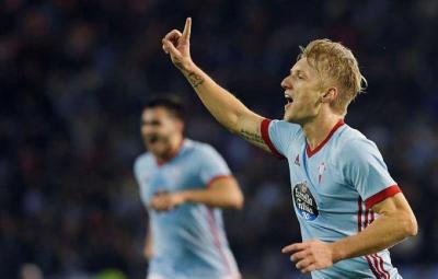Daniel Wass celebra un gol con el Celta.
