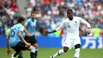 Pogba, durante el Uruguay-Francia en los cuartos de final del Mundial de Rusia.
