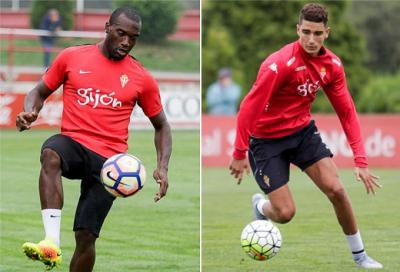 Babin y Rachid durante un entrenamiento en Mareo.