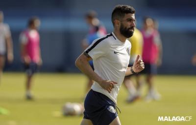 Michael Santos, corriendo en el Anexo (Foto: Málaga CF).