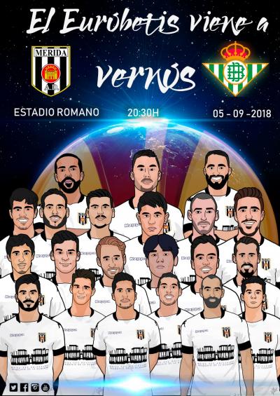 Cartel del partido entre el Mérida y el Betis.