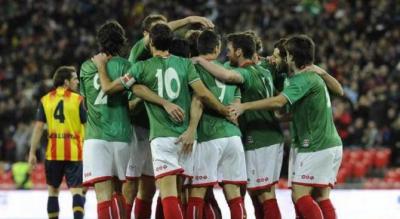 La Euskal Selekzioa celebra un gol marcado ante Catalunya. 