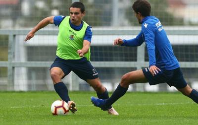 Luca Sangalli, durante un entrenamiento con la Real Sociedad (Foto: RS).