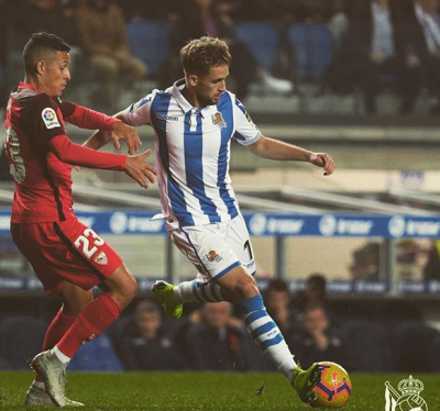 Adnan Januzaj en el partido frente al Sevilla (Foto: Real Sociedad).