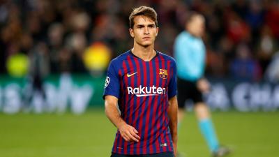Denis Suárez en un partido de Champions League con el Barcelona. 