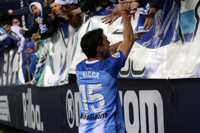 Ricca celebra su gol ante el Cádiz (Foto: Paco Rodríguez).